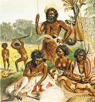 Rodzina australijskich Aborygenów; ilustracja do książki niemieckiego geografa Friedricha Ratzela „The history of mankind”. Ratzel jako pierwszy użył terminu „Lebensraum” w sensie, w którym upowszechnili go przedstawiciele niemieckiego nazizmu (faszyzmu). fot. z książki "Tyrania postępu", wyd. Biały Kruk