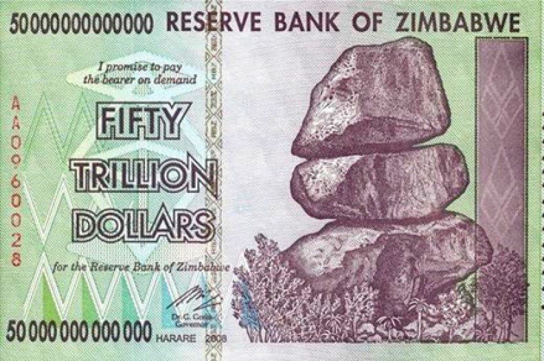 Hiperinflacja to bardzo wysoka inflacja powodowana zwykle przez całkowite załamanie systemu finansowego kraju. Miała miejsce np. w Zimbabwe. Fot. Public Domain