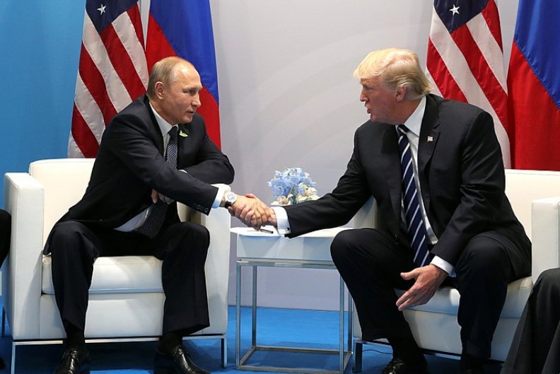 Prezydent Rosji Władimir Putin podczas spotkania z prezydentem USA Donaldem Trumpem.    Fot.: Kremlin.ru/4.0 International/Wikimedia Commons