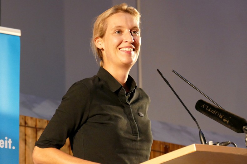 Alice Weidel przemawia podczas zebrania niemieckiej AfD. Fot.: Hermann Luyken/Public Domain