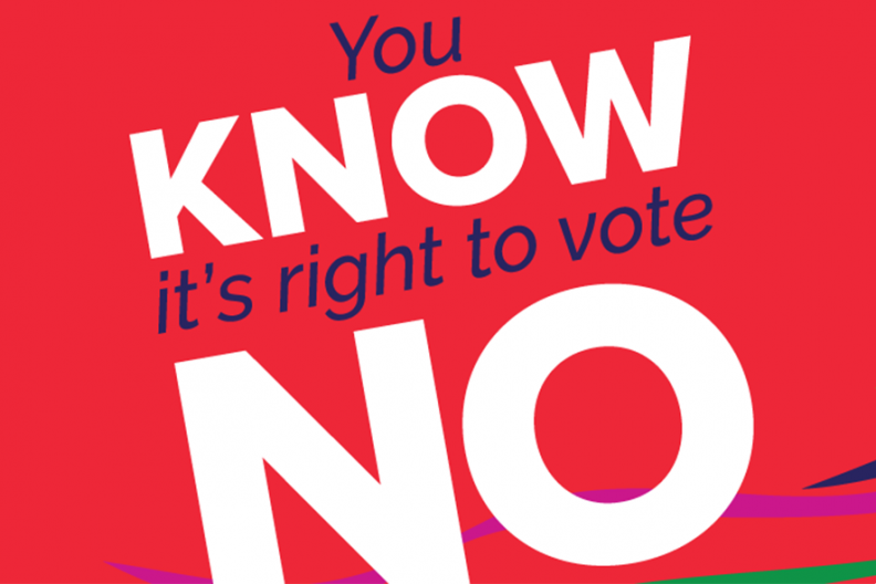 „Ty wiesz, że to słuszne głosować na: NIE!” / Źródło: facebook@savethe8th