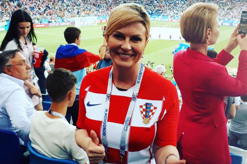 Prezydent Chorwacji Kolinda Grabar-Kitarović na tegorocznym mundialu. Fot.: Facebook Kolindy Grabar-Kitarović