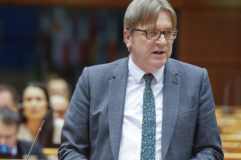 Przewodniczący frakcji Porozumienia Liberałów i Demokratów na rzecz Europy w PE, Guy Verhofstadt  fot. European Parliament / Wikimedia