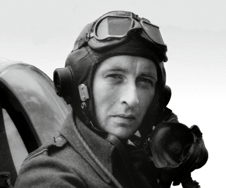 Stanisław Skalski (1915–2004), najlepszy polski pilot myśliwski podczas II wojny światowej. Na zdjęciu w kabinie samolotu P-51 Mustang, 1943 r.