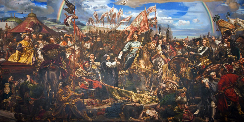 Jan III Sobieski wysyła wiadomość o zwycięstwie papieżowi Innocentemu XI. Obraz Jan Matejki; fot. Wikimedia