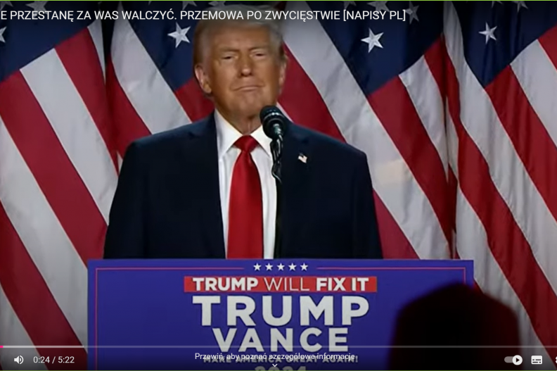 Donald Trump. fot. zrzut ekranu z kanału Białego Kruka na portalu youtube.