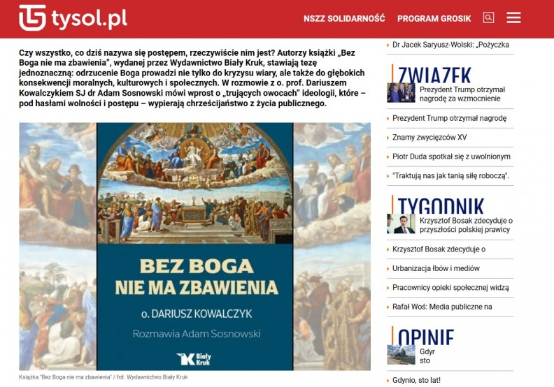 &bdquo;Bez Boga nie ma zbawienia&rdquo; - na portalu Tysol.pl 