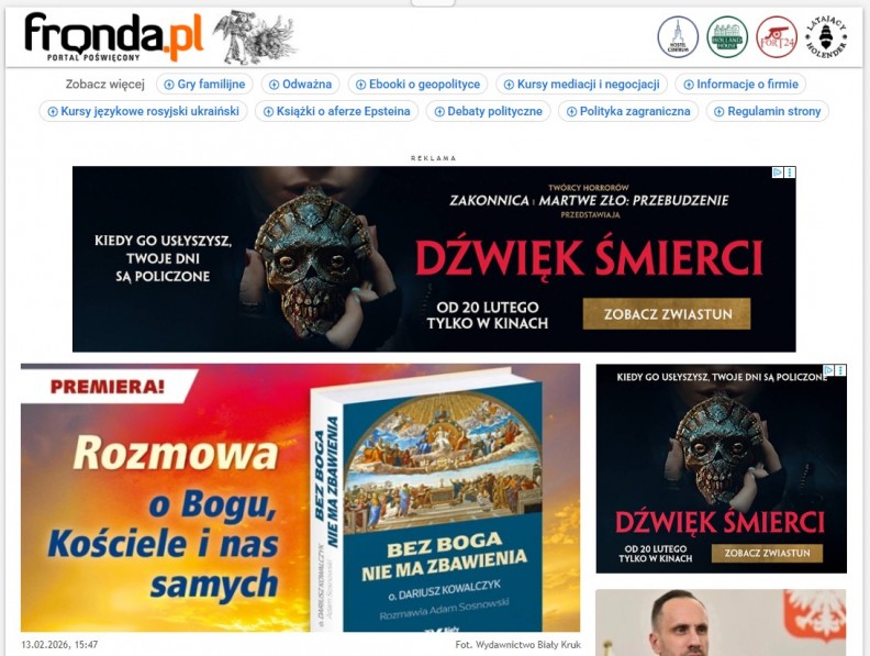 &bdquo;Bez Boga nie ma zbawienia&rdquo; &ndash; na portalu Fronda.pl