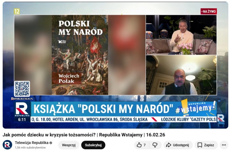 &bdquo;Polski my nar&oacute;d&rdquo; &ndash; rozmowa z prof. Wojciechem Polakiem w TV Republika. 