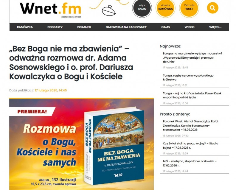 &bdquo;Bez Boga nie ma zbawienia&rdquo; - na stronie Radia Wnet 