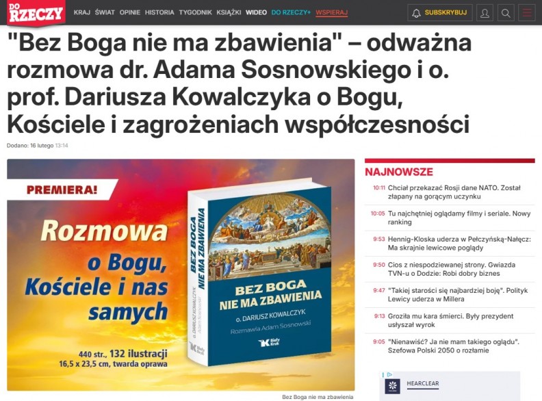 &bdquo;Bez Boga nie ma zbawienia&rdquo; &ndash; na portalu Dorzeczy.pl 