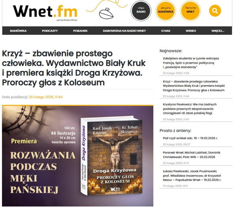 &bdquo;Droga Krzyżowa. Proroczy głos z Koloseum&rdquo; &ndash; na stronie Radia Wnet 