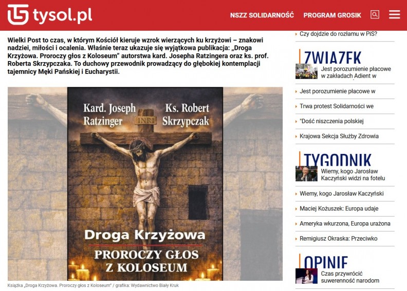 &bdquo;Droga Krzyżowa. Proroczy głos z Koloseum&rdquo; &ndash; na portalu Tysol.pl
