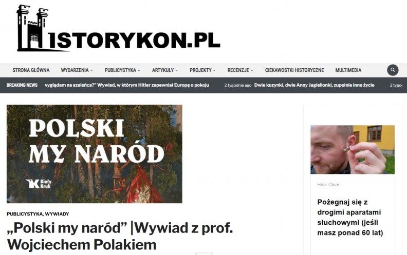 &bdquo;Polski my nar&oacute;d&rdquo; &ndash; wywiad z prof. Polakiem na portalu Historykon.pl 