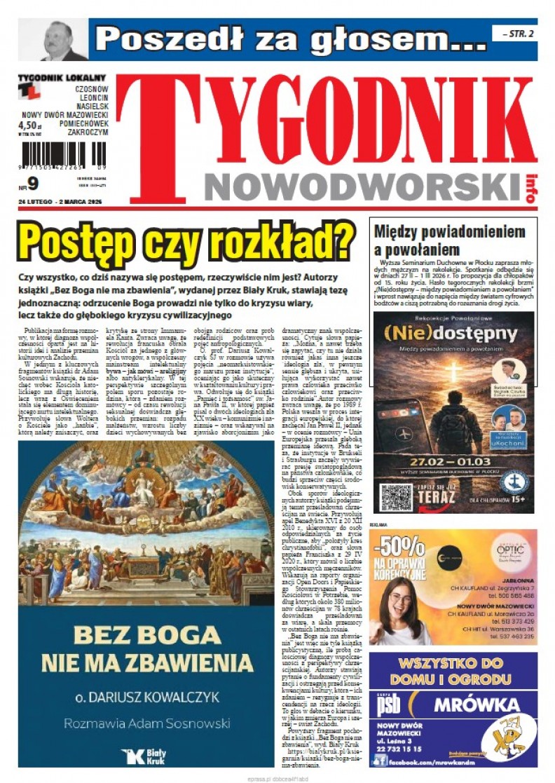 &bdquo;Bez Boga nie ma zbawienia&rdquo; &ndash; w Tygodniku Nowodworskim z 24 lutego &ndash; 2 marca 