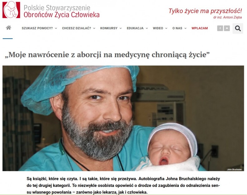 &bdquo;Moje nawr&oacute;cenie z aborcji na medycynę chroniącą życie&rdquo; &ndash; na stronie Polskie Stowarzyszenie Obrońc&oacute;w Życia Człowieka 