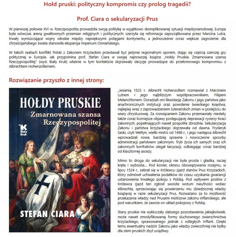 &bdquo;Hołdy pruskie&rdquo; &ndash; na stronie Światowego Stowarzyszenia Republika Polonia 