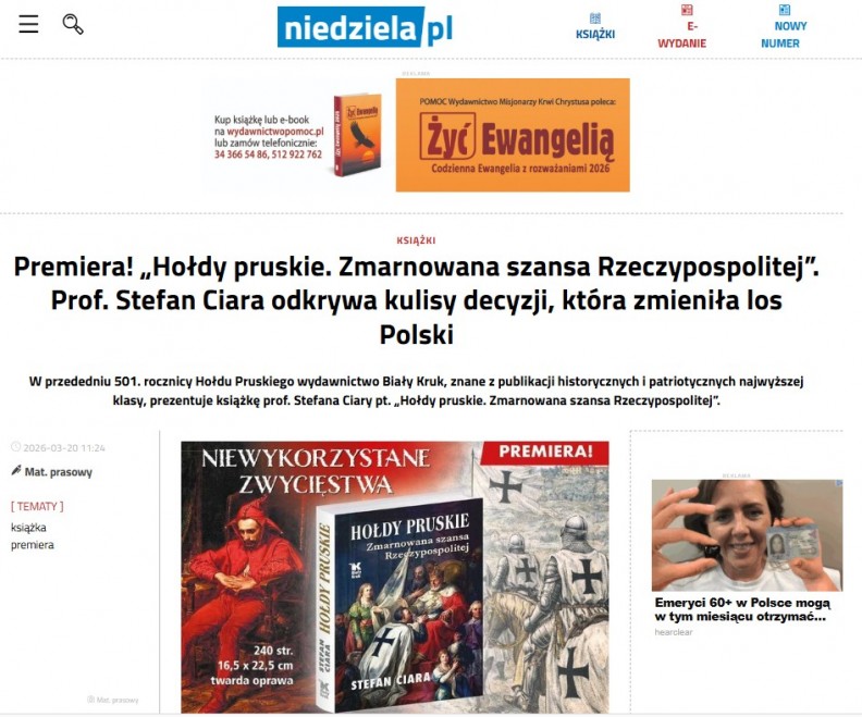 &bdquo;Hołdy pruskie. Zmarnowana szansa Rzeczypospolitej&rdquo; &ndash; na portalu Niedziela.pl 