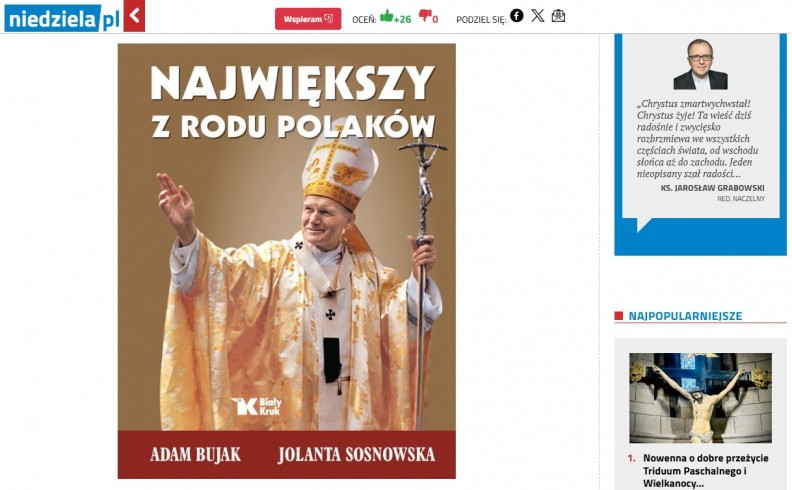 &bdquo;Największy z rodu Polak&oacute;w&rdquo; &ndash; na portalu Niedziela.pl 