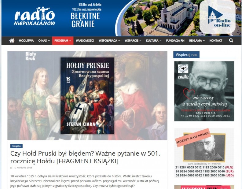 &bdquo;Hołdy pruskie. Zmarnowana szansa Rzeczypospolitej&rdquo; &ndash; na portalu Radia Niepokalan&oacute;w 