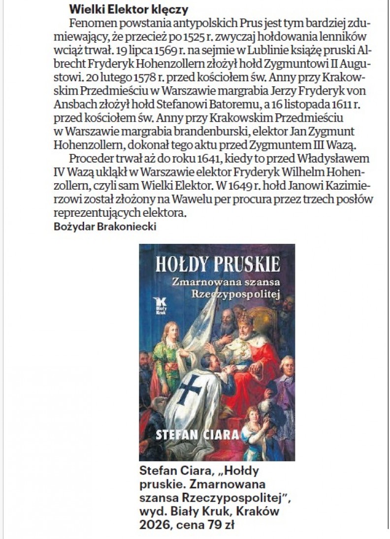 &bdquo;Hołdy pruskie. Zmarnowana szansa Rzeczypospolitej&rdquo; &ndash; w magazynie Polska The Times z dnia  17&ndash;19.04.2026