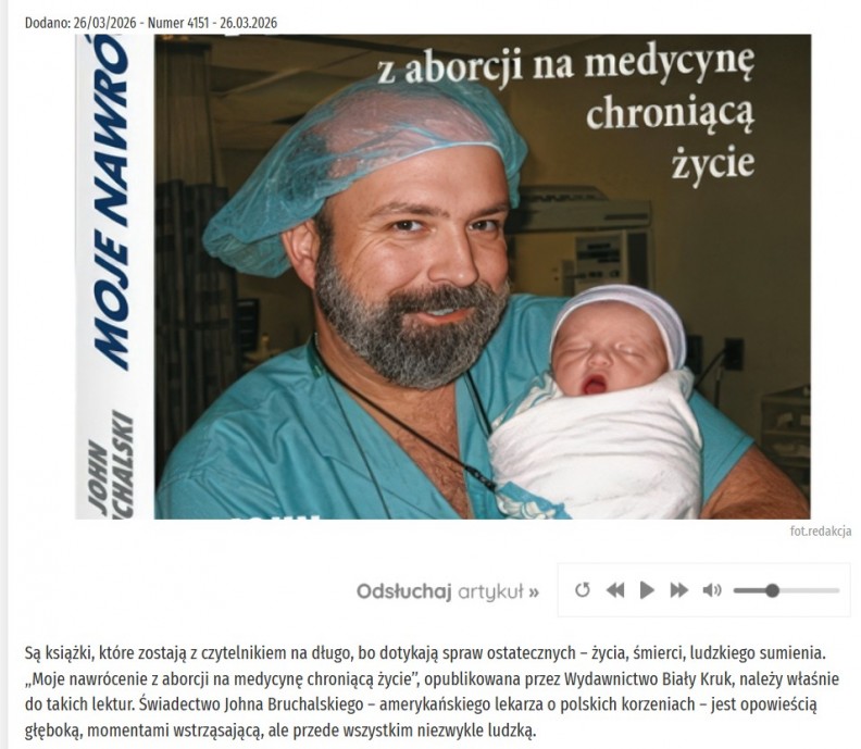 &bdquo;Moje nawr&oacute;cenie z aborcji na medycynę chroniącą życie&rdquo; &ndash; na portalu Gazety Polskiej Codziennie 