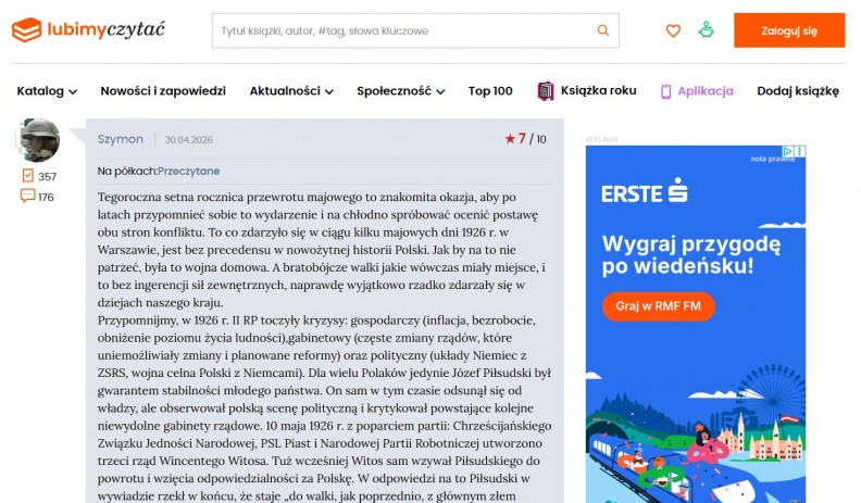 &bdquo;Dyktator czy wybawca. Przyczyny i kulisy przewrotu majowego 1926&rdquo; &ndash; na portalu Lubimyczytac.pl