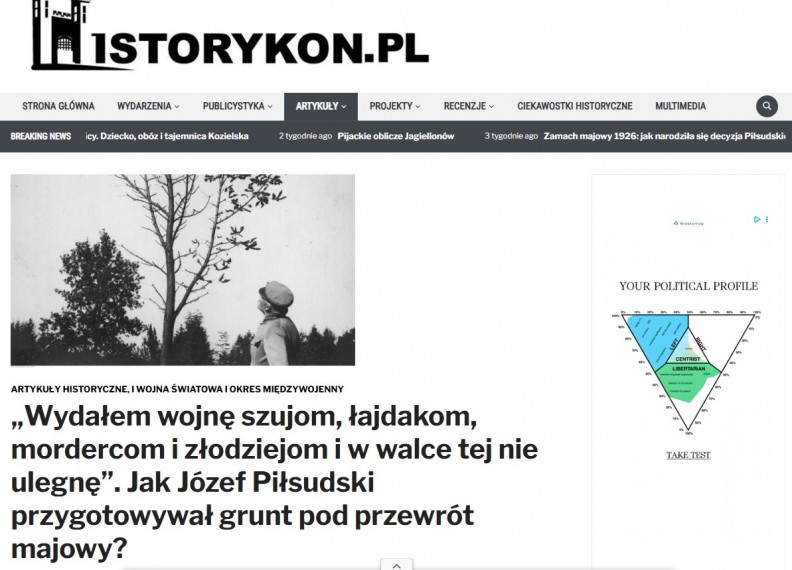 &bdquo;Dyktator czy wybawca. Przyczyny i kulisy przewrotu majowego 1926&rdquo; &ndash; na portalu Historykon.pl 