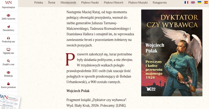&bdquo;Dyktator czy wybawca. Przyczyny i kulisy przewrotu majowego 1926&rdquo; &ndash; na portalu Wszystkoconajwazniejsze.pl 