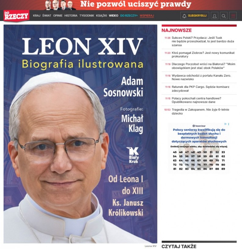 &bdquo;Leon XIV. Biografia ilustrowana&rdquo; &ndash; na portalu Dorzeczy.pl 