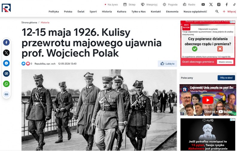 &bdquo;Dyktator czy wybawca. Przyczyny i kulisy przewrotu majowego 1926&rdquo; &ndash; na portalu TV Republika