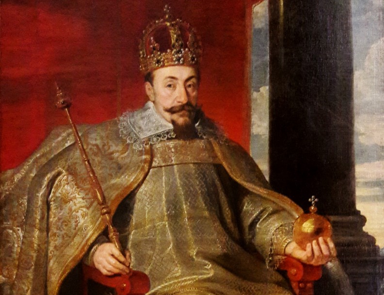 Portret Zygmunta III Wazy w szatach koronacyjnych, mal. Pieter Soutman (fragment). Fot. Wikimedia Commons